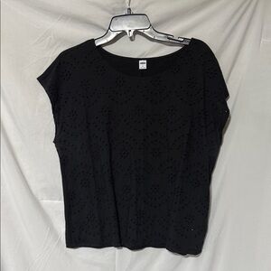 Old Navy Black Eyelet Short Sleeve Top